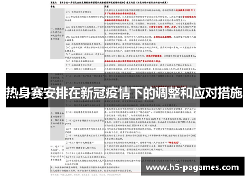 热身赛安排在新冠疫情下的调整和应对措施